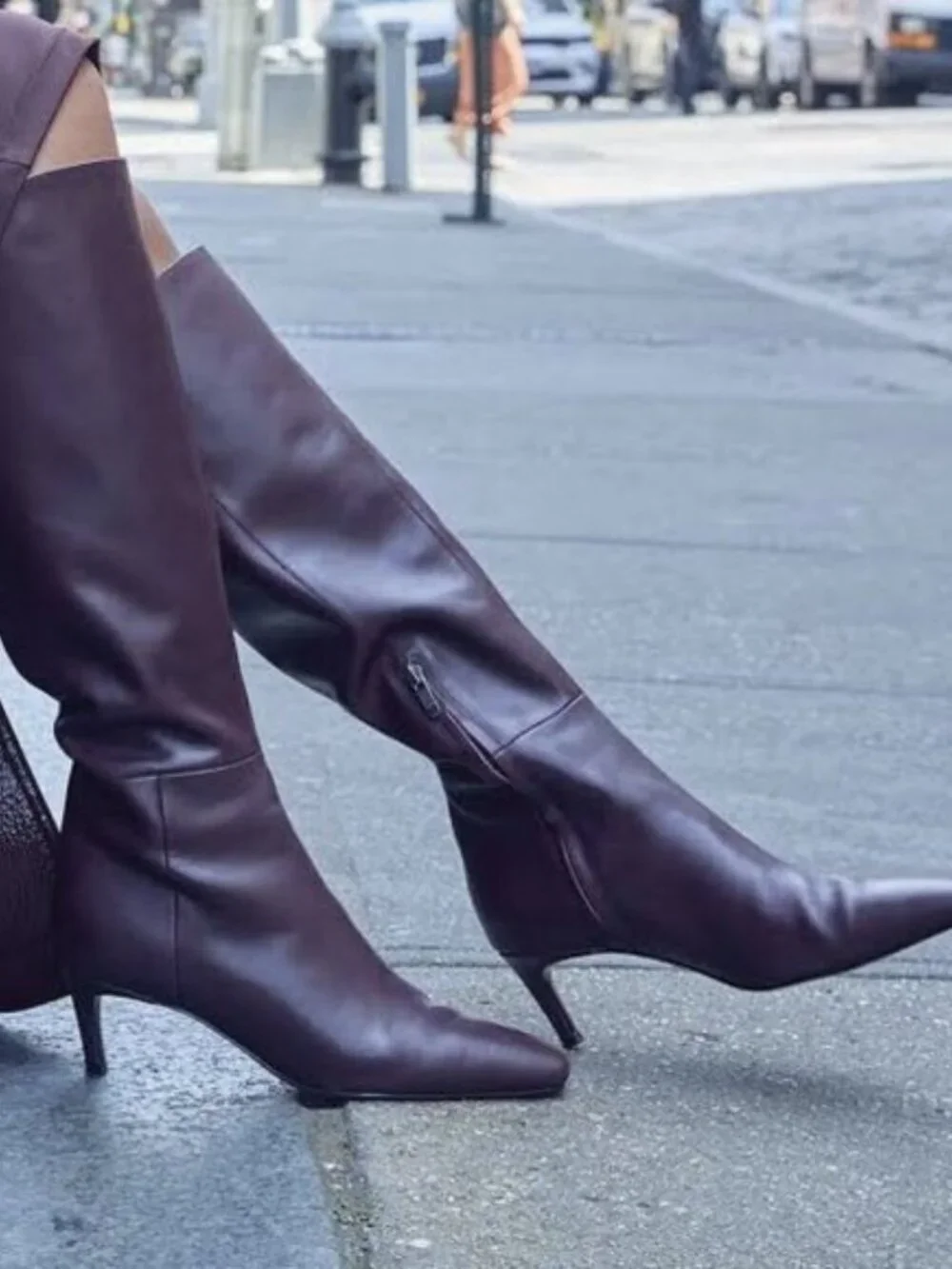 STEVE MADDEN Lingo Pointed Toe Knee High Boot in Wine Leather Size US 8 - Picture 6 of 6